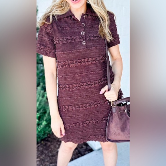English Factory Brown Textured Mini Dress size Small - Picture 8 of 8
